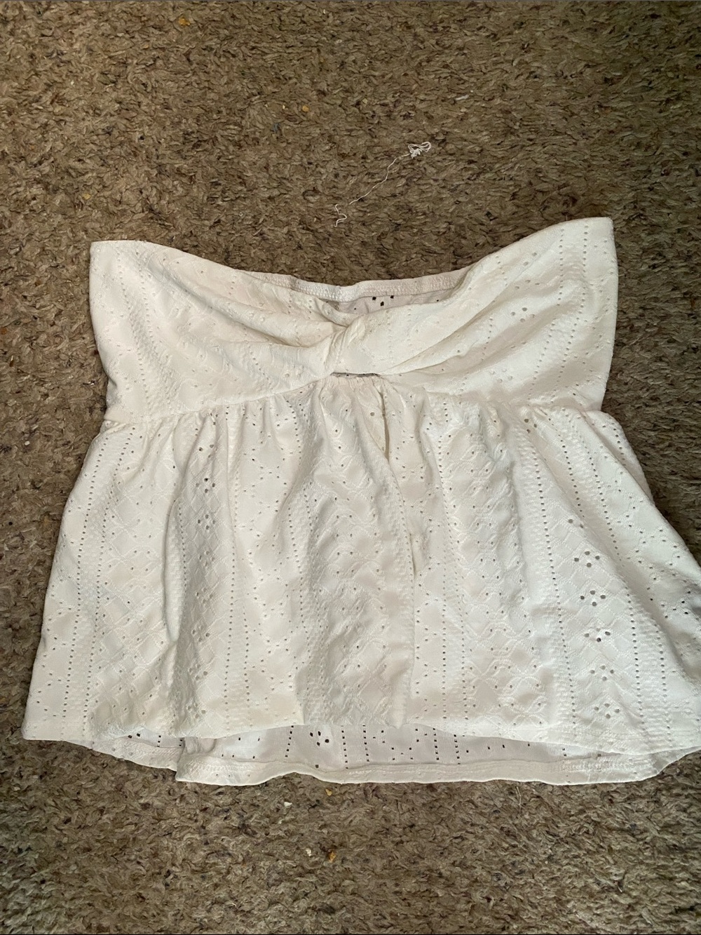 SHEIN White Strapless Eyelet Peplum Camisole